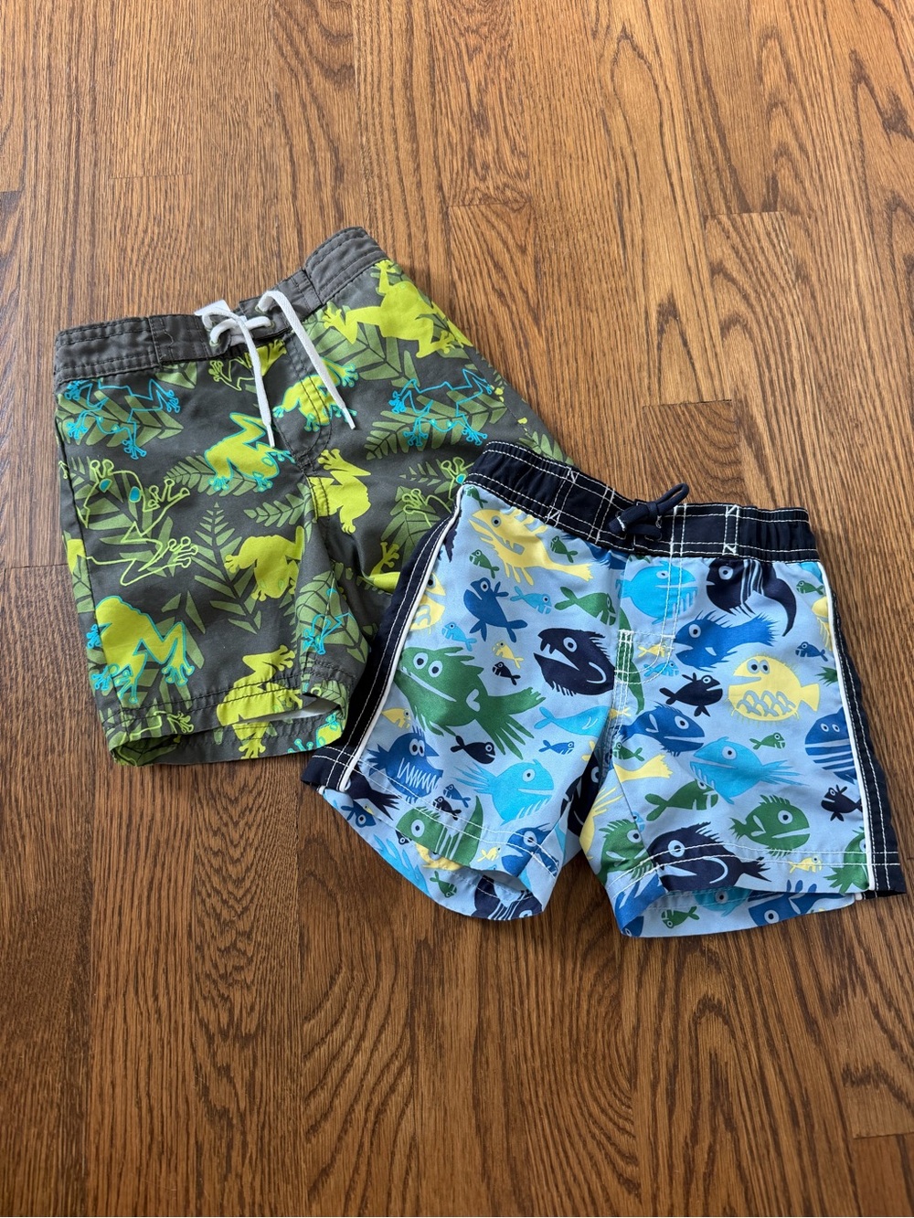 Toddler Fish and Frogs Swim Shorts Set, size 12-18M